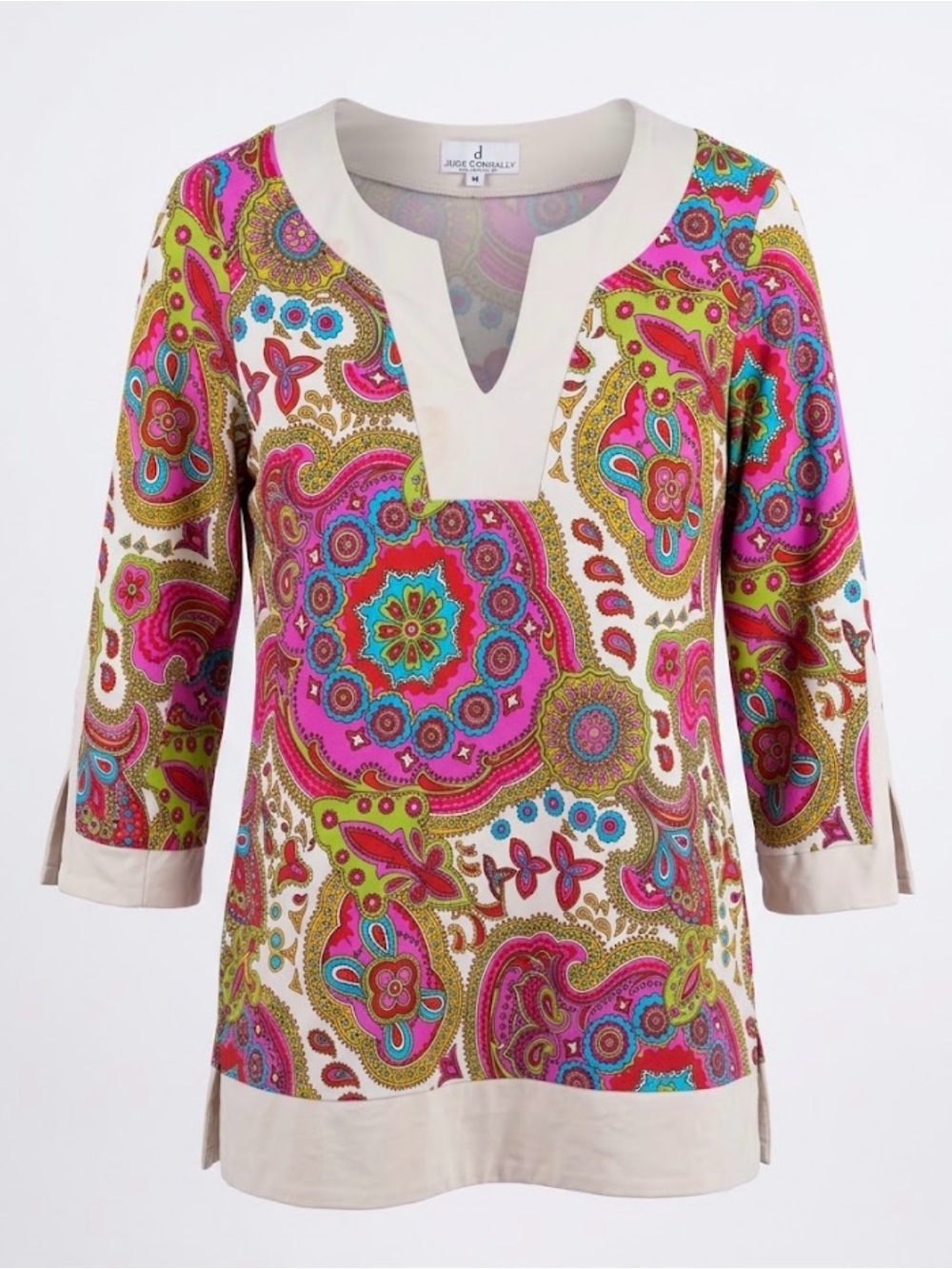 Jude Connally USA Paisley Split Neck Tunic Top Size M